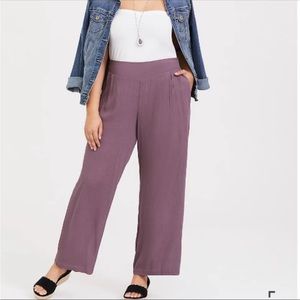 Torrid Women's Gauze Stretch Waistband Side Pockets Wide Leg Purple Pant Size 3X